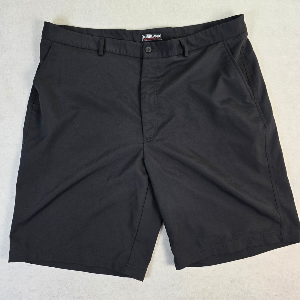 Kirkland Men‎ 40 Shorts Black Excellent Performance Stretch Golf Flat Front 0260